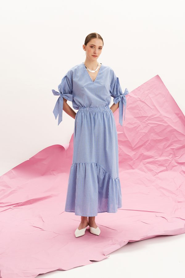 Asymmetric skirt blue