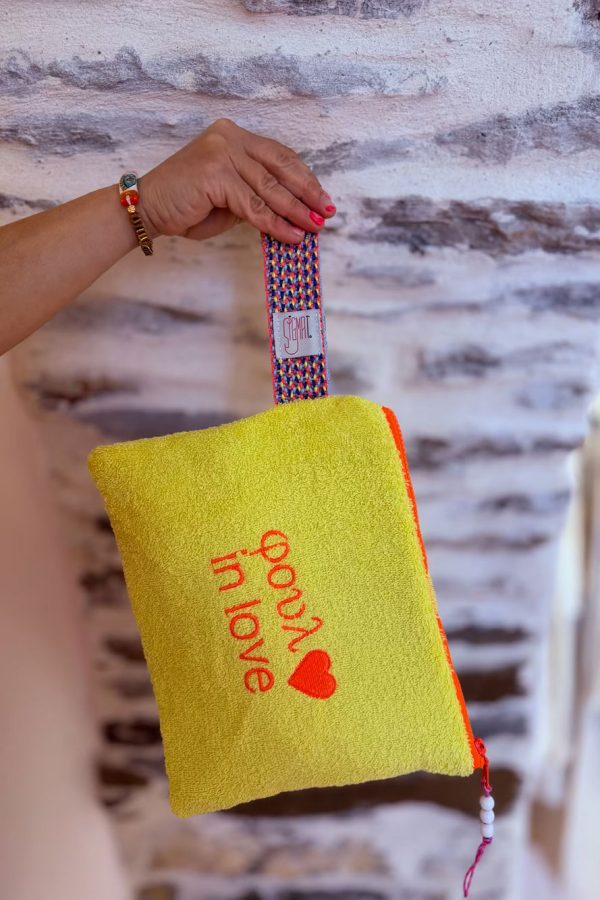 Towel Pounch φουλ in love - yellow
