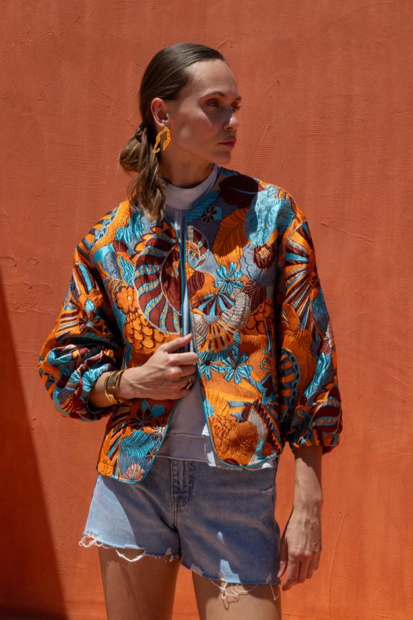 Aveline jacket orange turquoise